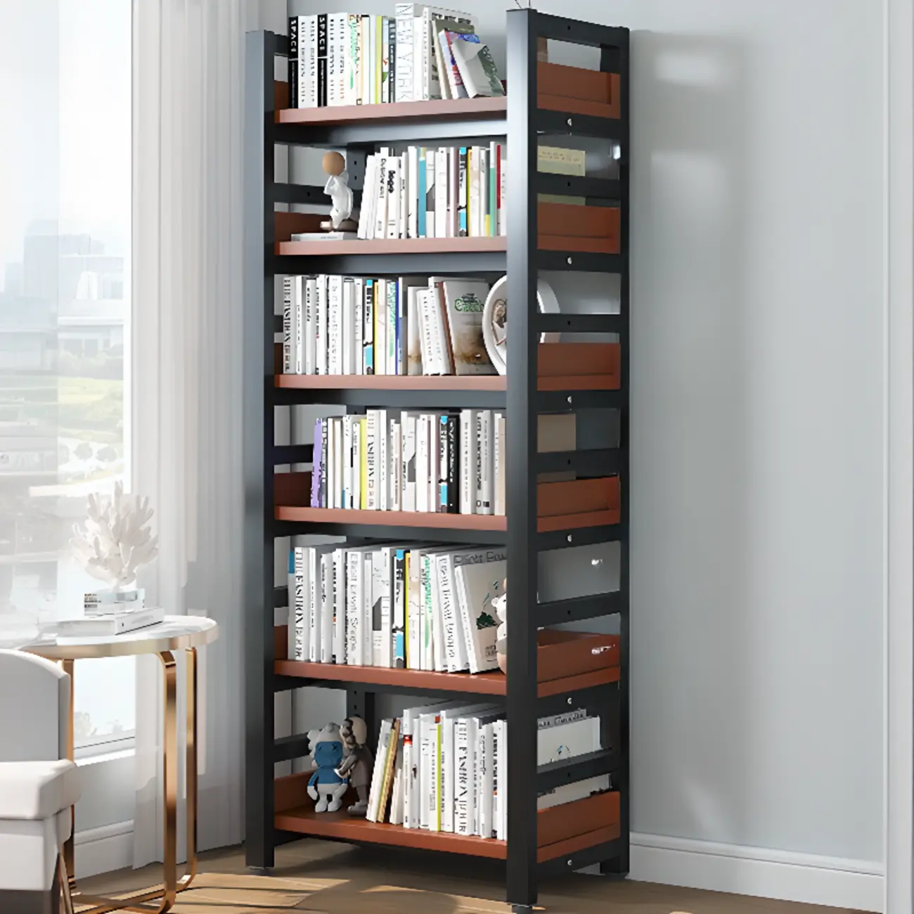 Modish Multi-Layer Open Back Wooden Tall Bookshelves