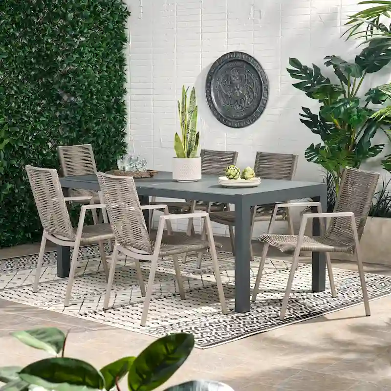 Lazuli Aluminum Outdoor 7-piece Dining Set by Christopher Knight Home