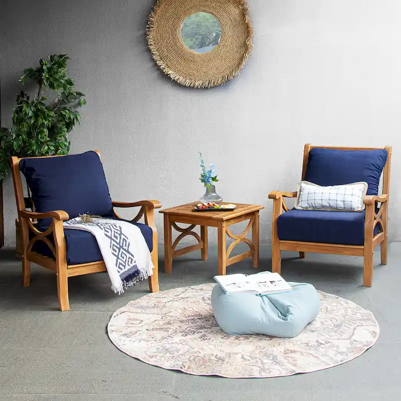 Cambridge Casual Lowell 3-piece Teak Patio Chat Set