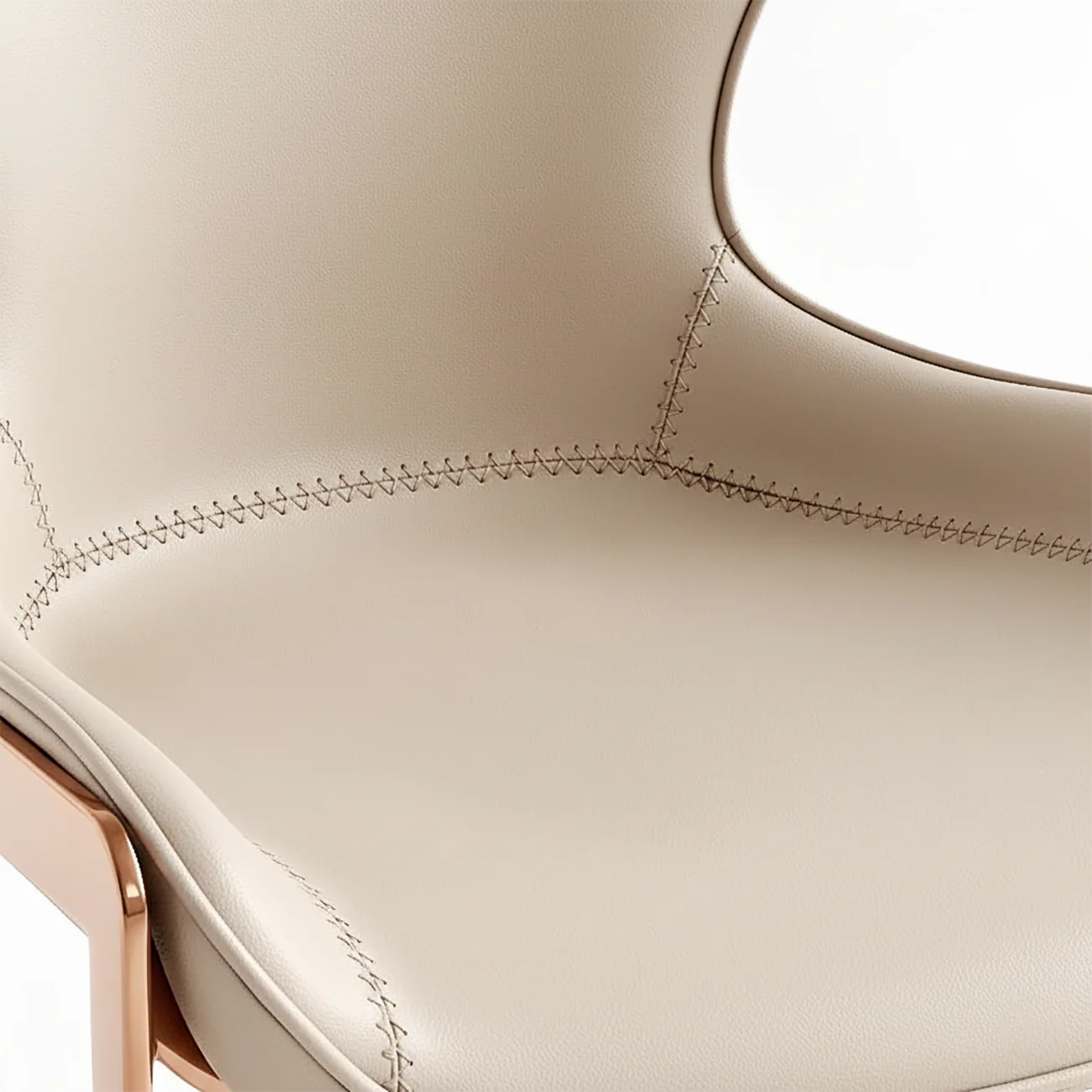 Glam Wingback Saddle Leather Dining Chairs Metal Legs