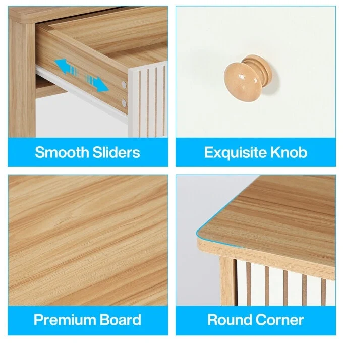 Light Walnut/White & White/Walnut 4-Drawer Makeup Vanity Desk – Single