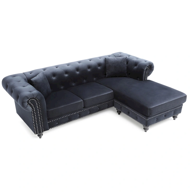 Nola Velvet Sofa with Chaise