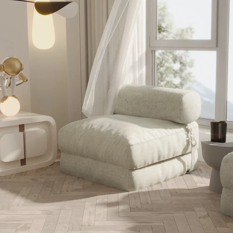 WOWMAX Convertible Folding Sofa Bed Folding Chair Bed with Back Bolster