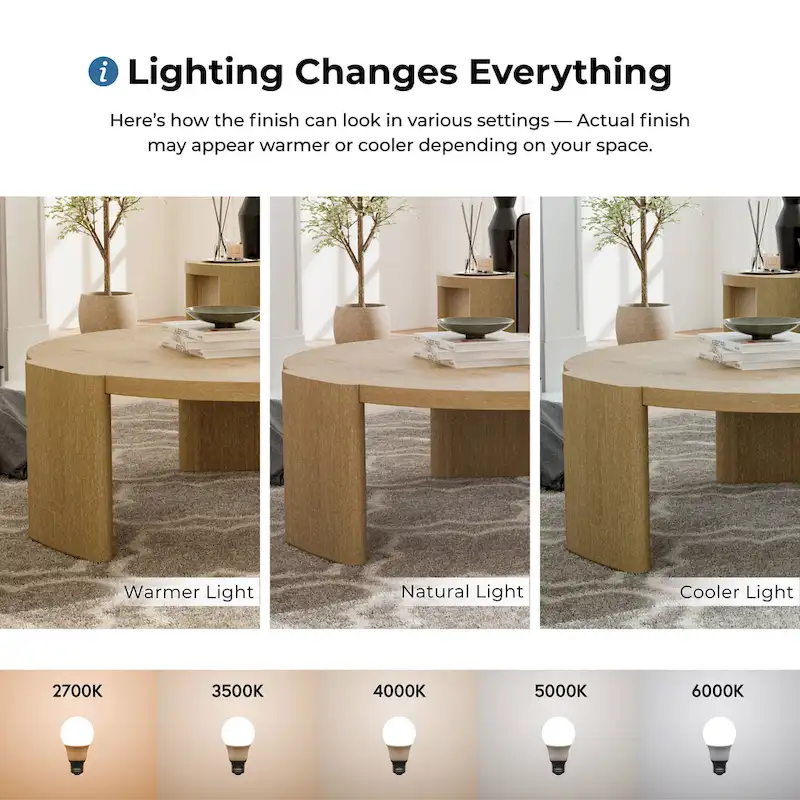 Furniture of America Minst Modern Oak Wood Round Coffee Table