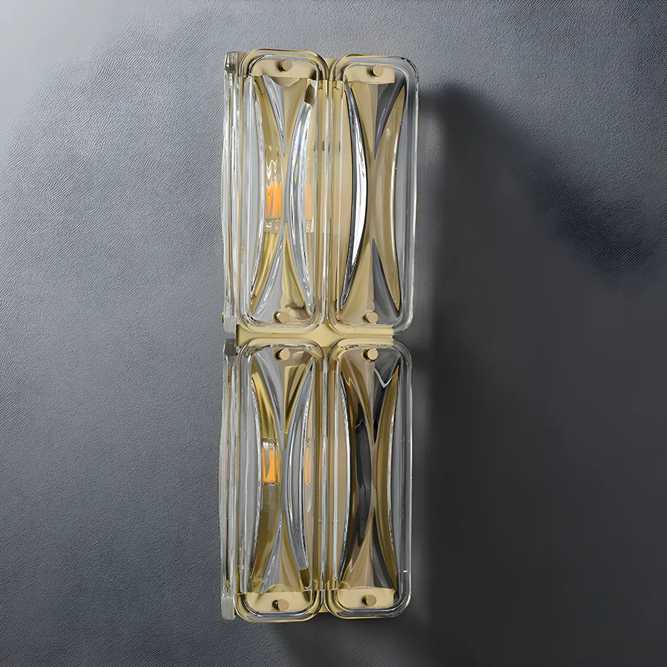 Modern Gold Metal Clear Glass Geometry Wall Sconce