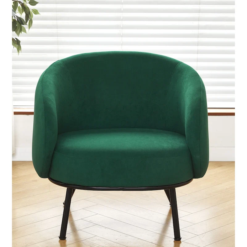 Mid-Century Barrel Back Upholstered Indoor Accent Chair