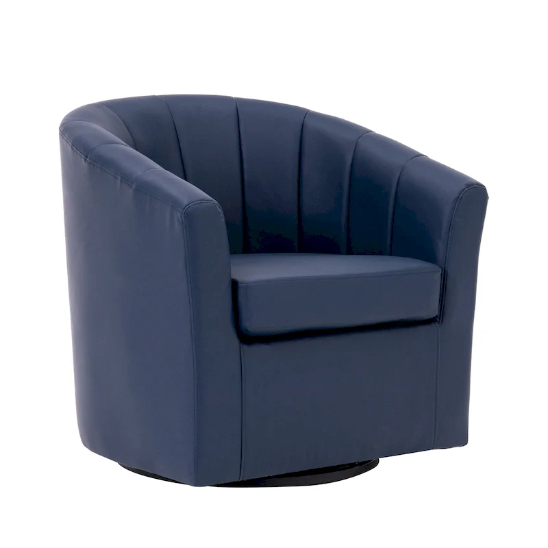 Swivel Barrel Accent Chair - Faux Leather Single Seat