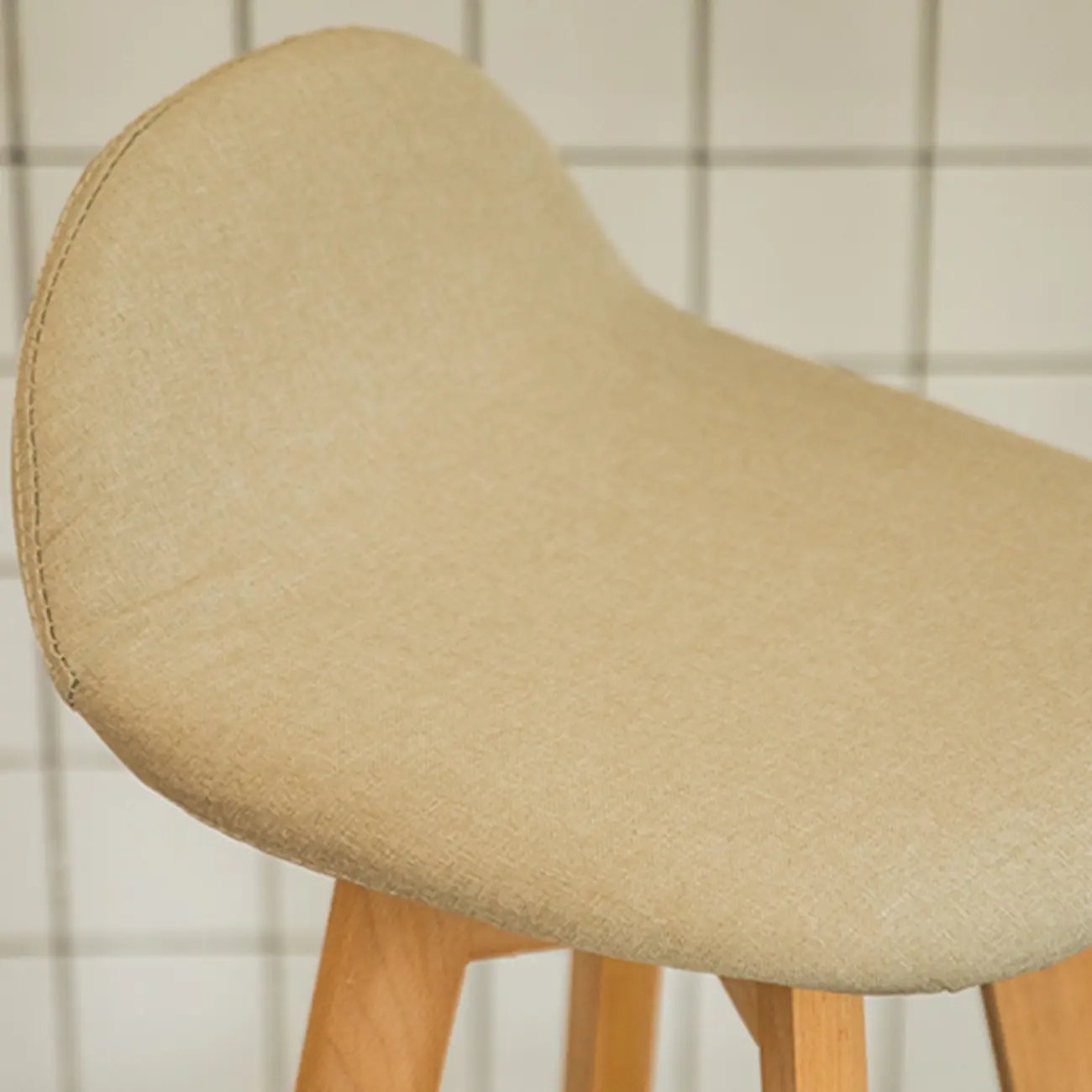 Scandinavian Wood Plush Seat Comfy Design Bar Stool
