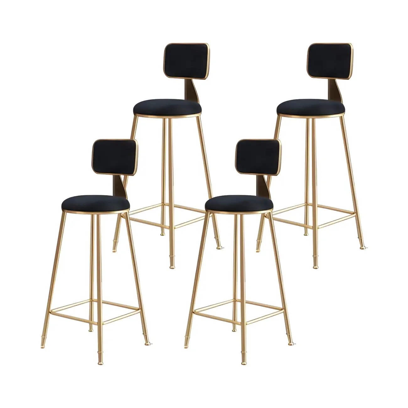 Round Velvet Upholstered Counter Bar Stools