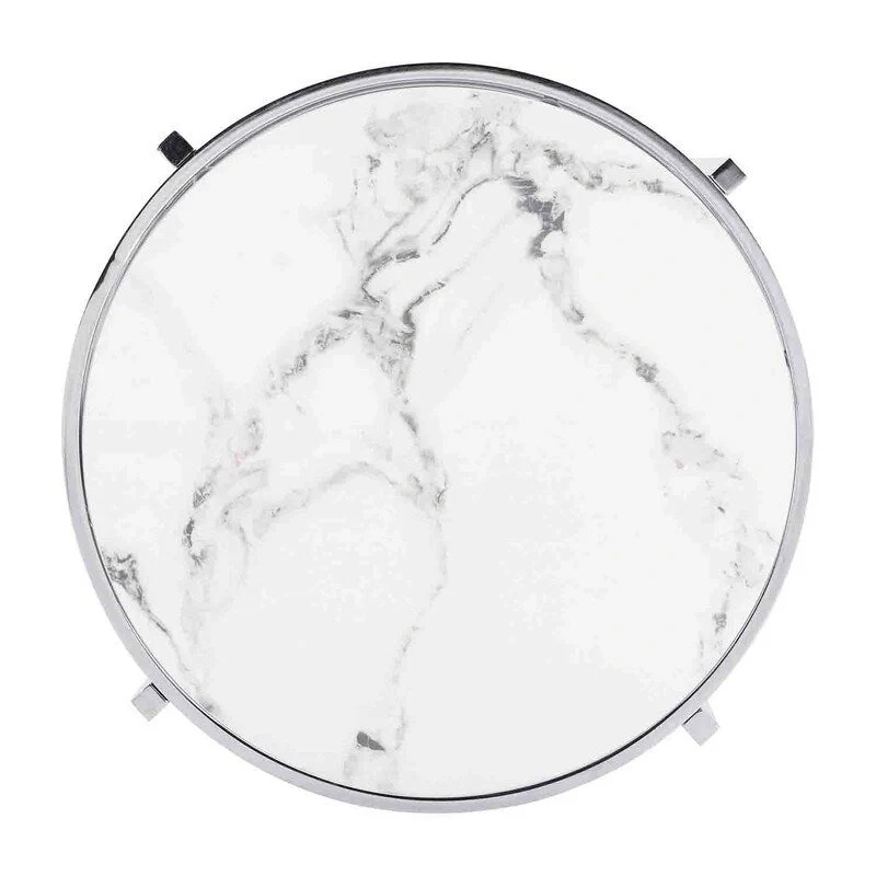 Round End Table with Sintered Stone Top and Metal Frame - 20.7 Inch