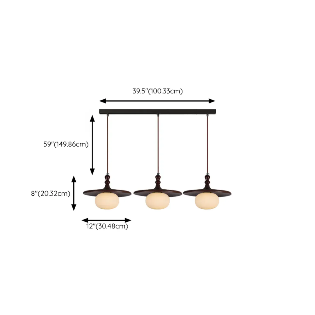 Modern Wood Disc Shape Adjustable Kitchen Island Pendant Light