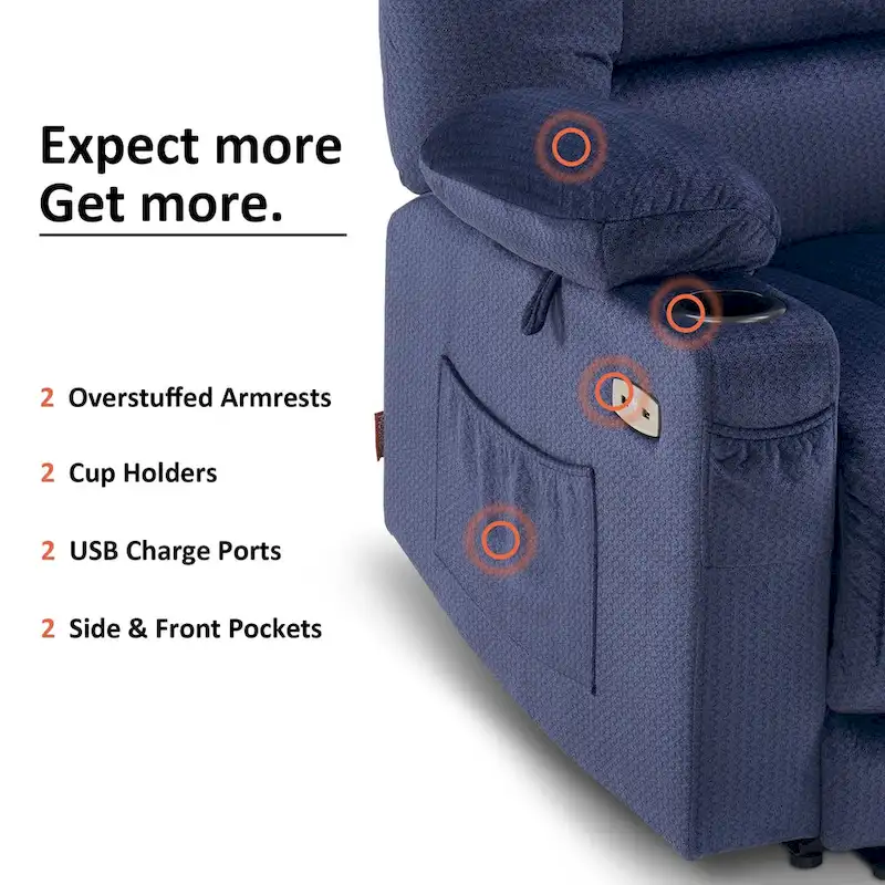 Electric Power Recliner Chair with Heat and Massage, Fabric 6079/PR670