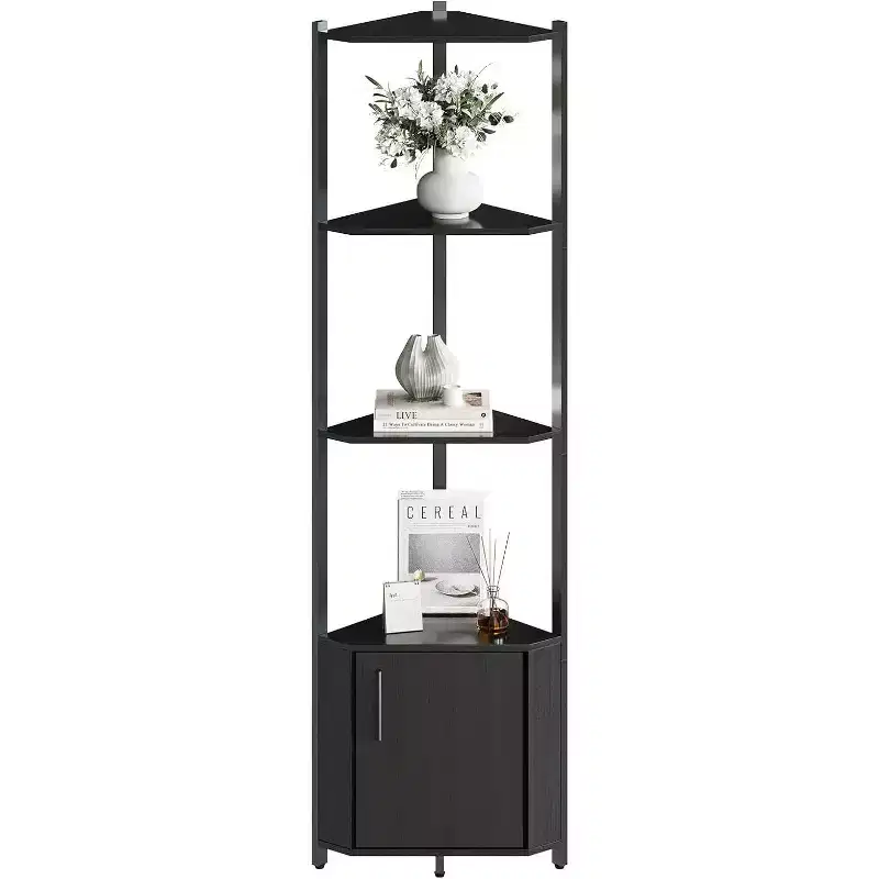 5 Tier Corner Shelf - Metal Corner Shelving Unit for Bedroom Living Room Bathroom Office - Space Saving Storage Shelf for Plants Books Decor