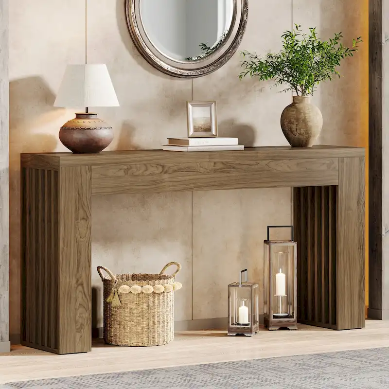 59-Inch Console Table for Living Room, Farmhouse Entryway Table