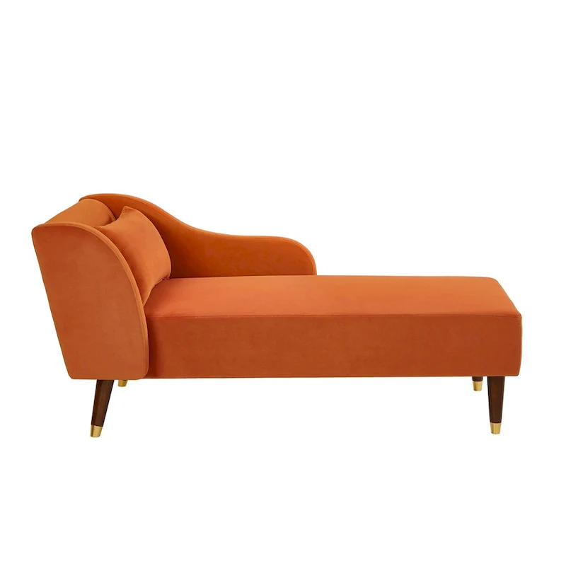 Modern Chaise Lounge Chair Velvet Upholstery