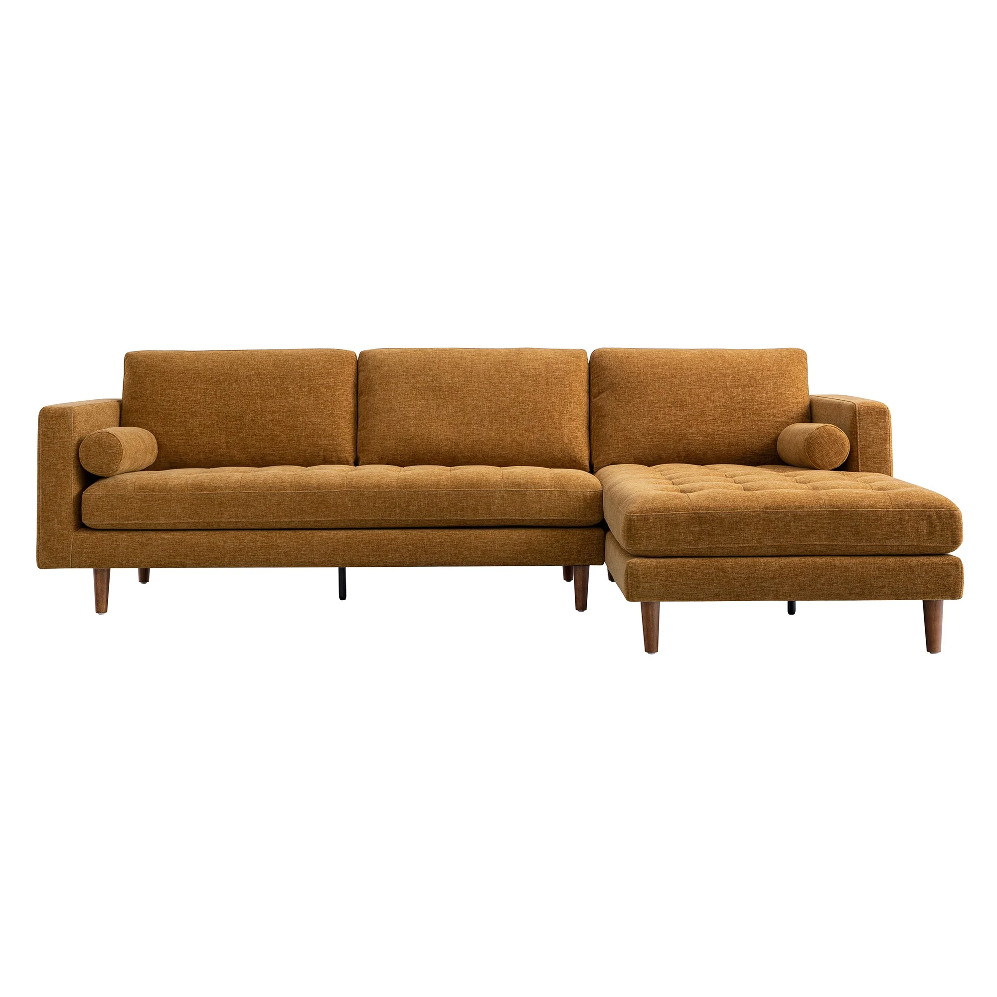 Spiced Honey Chenille Grand 4-Seater Chaise End Sofa, Right Hand Facing