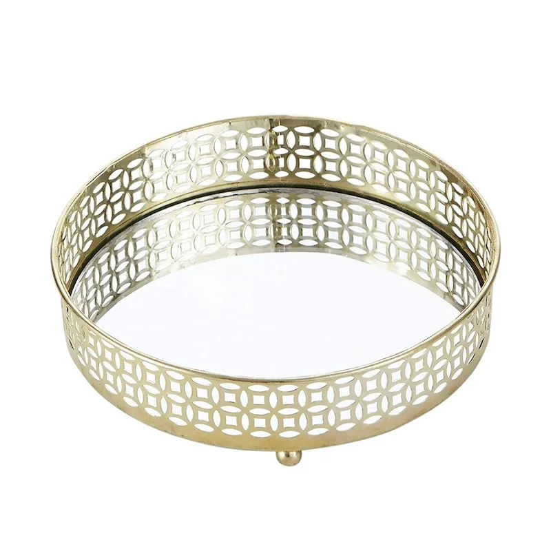 Silver Orchid Costello Rounded Gold Metal Mirror Tray - 7.87  x 1.77 H