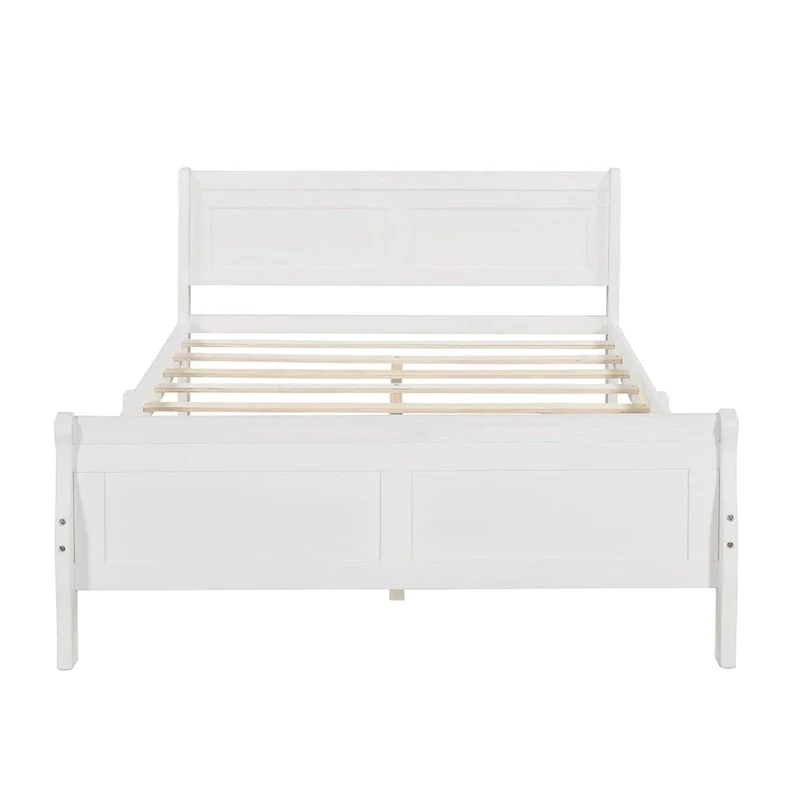 Wood Twin Sleigh Bed with Headboard and Footboard
