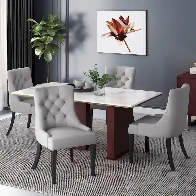 Modern Tufted Fabric Dining Chairs (Set of 4)