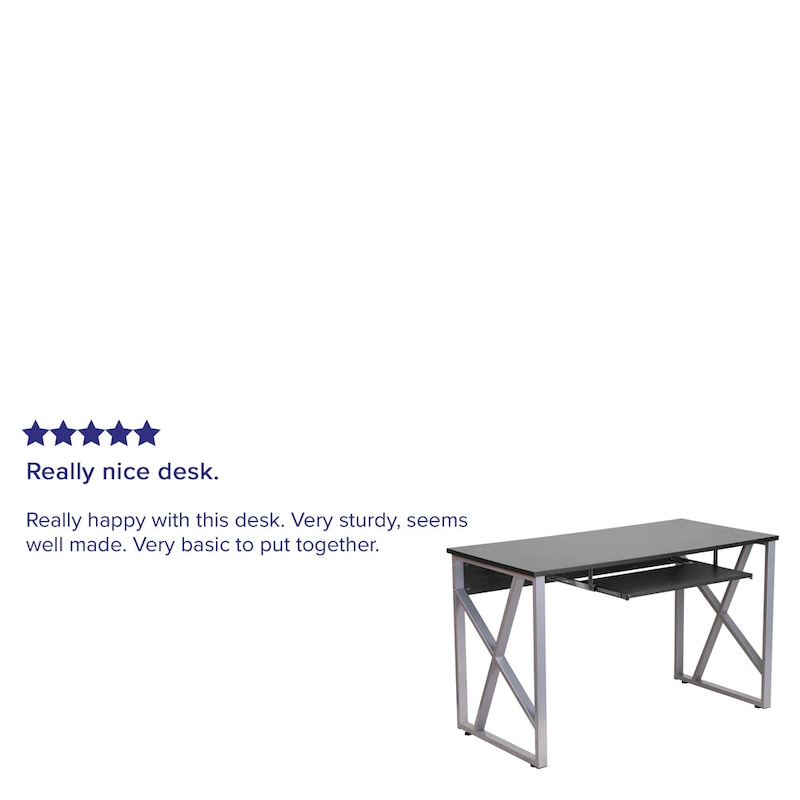 Computer Desk with Pull-Out Keyboard Tray and Cross-Brace Frame
