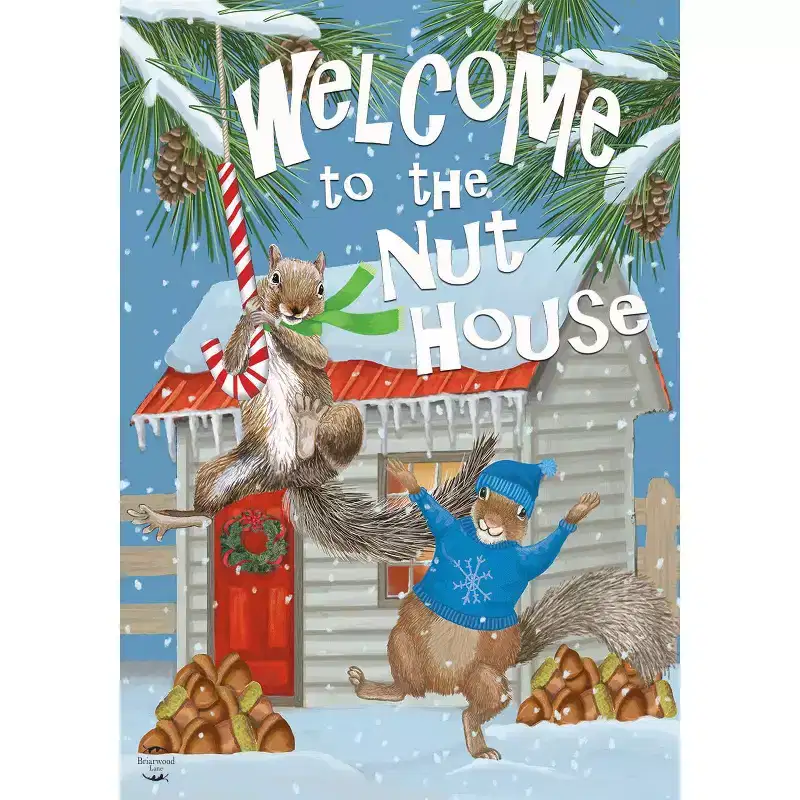 Briarwood Lane Winter Garden Flag 12x18 For Outdoor Winter Nuthouse Squirrels For Winter Garden Flag Flags For Outside