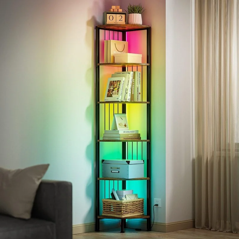 6-Tier Corner Shelf with LED Lighting, 11.7