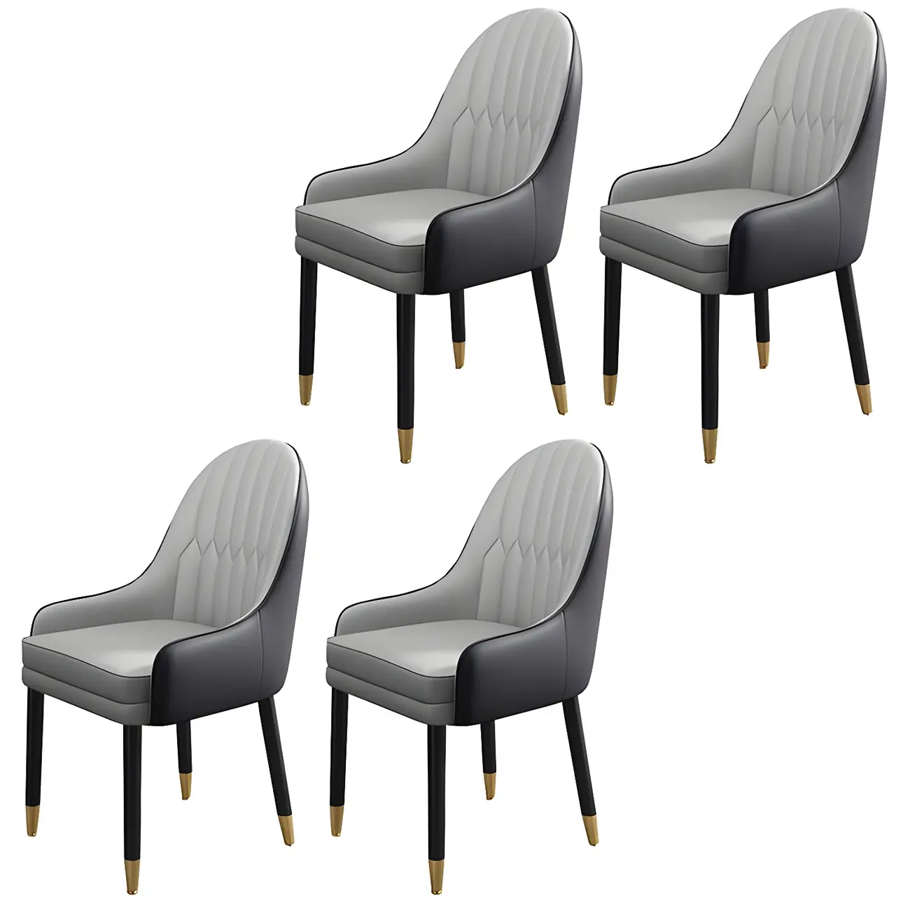 Modern Leather Upholstered Dining Chair with Arms