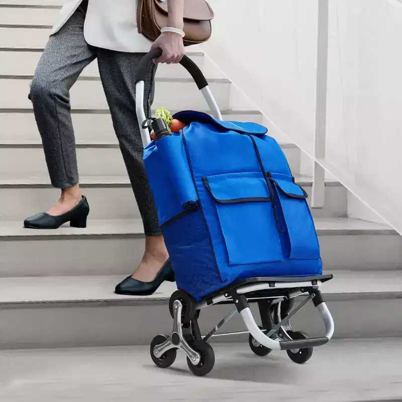 VEVOR Stair Climber Trolley Dolly, 36L Folding Shopping Cart, Grocery Cart Trolley Laundry Stair Climbing Handcart with 6 Wheels & Oxford Cloth Bag