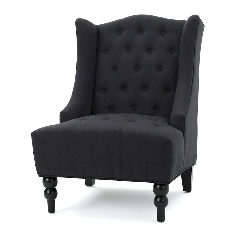 Charcoal 27.5  High Back Upholstered Button Tufted Club Chair