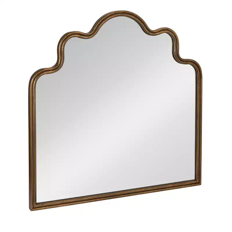 Storied Home Wavy Scalloped Arched Metal Framed Wall Mirror, Gold