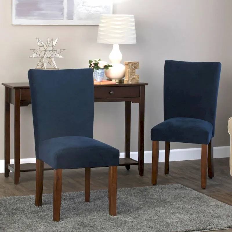 Classic Dark Navy Blue Velvet Parsons Dining Chair