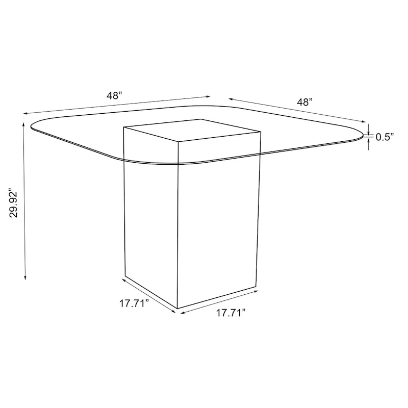 Surfboard Clear Glass Top Dining Table