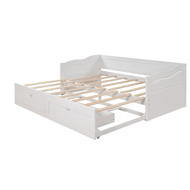 Wooden Daybed with Trundle Bed