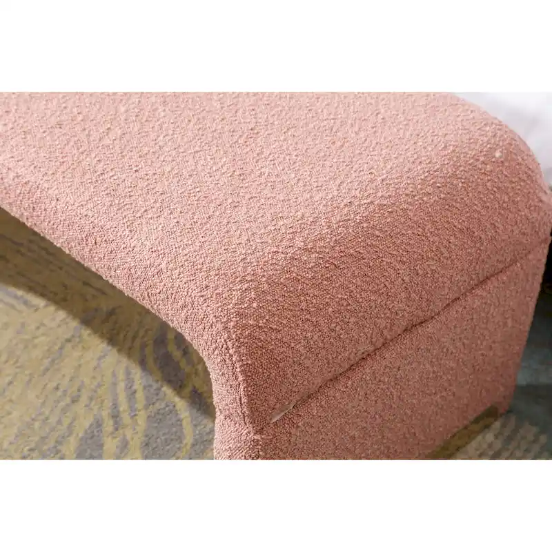 Modern New Boucle Fabric Loveseat Ottoman Footstool Bedroom Bench Shoe Bench With Gold Metal Legs
