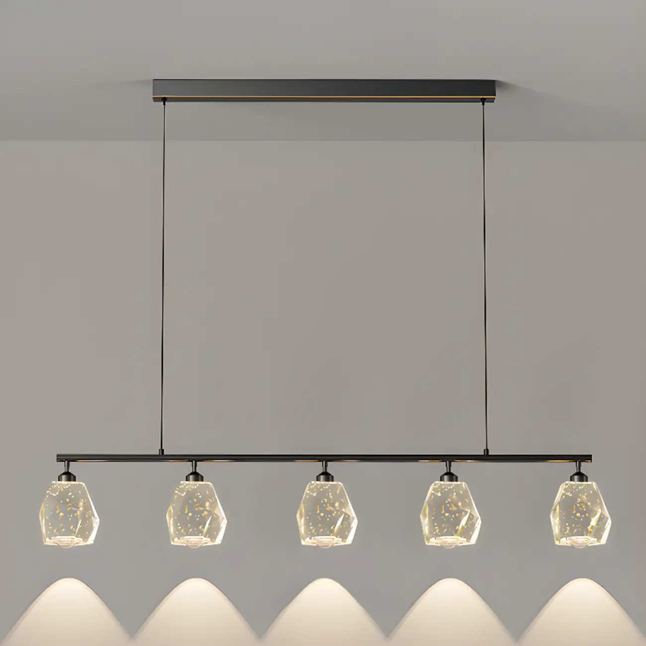 Geometric Gold Crystal Down Island Pendant Light