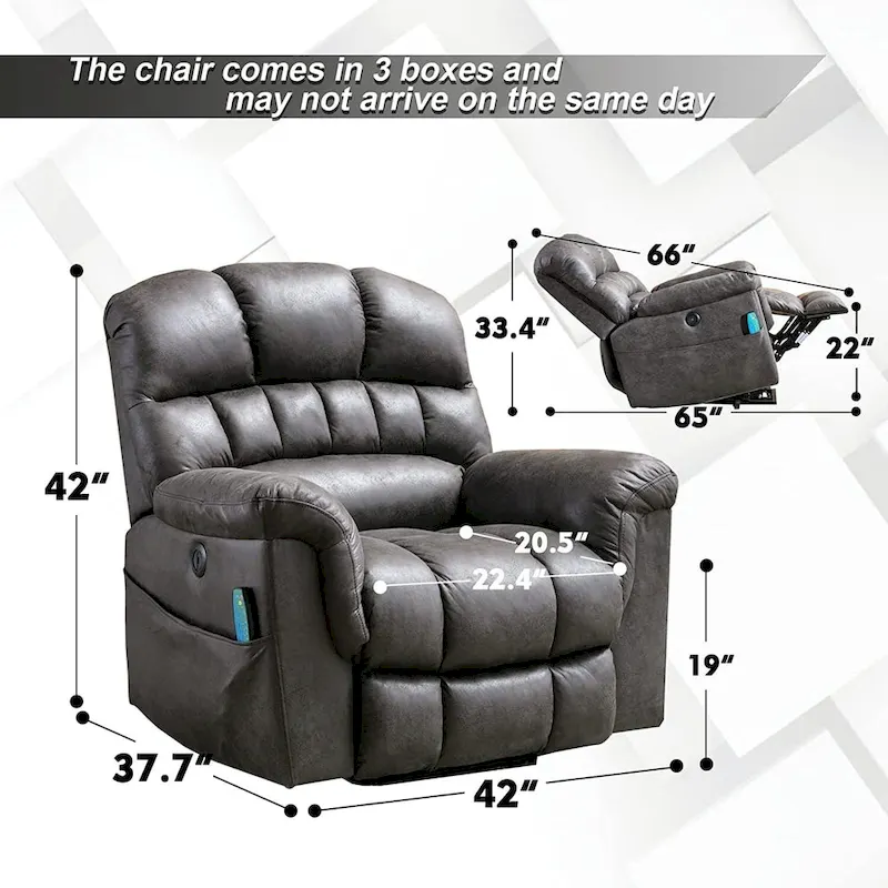 Ebello Microsuede Power Lift Recliner Sofa with Massage Chair