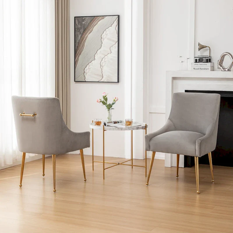 Green Velvet Upholstered Dining Chairs - Set of 2