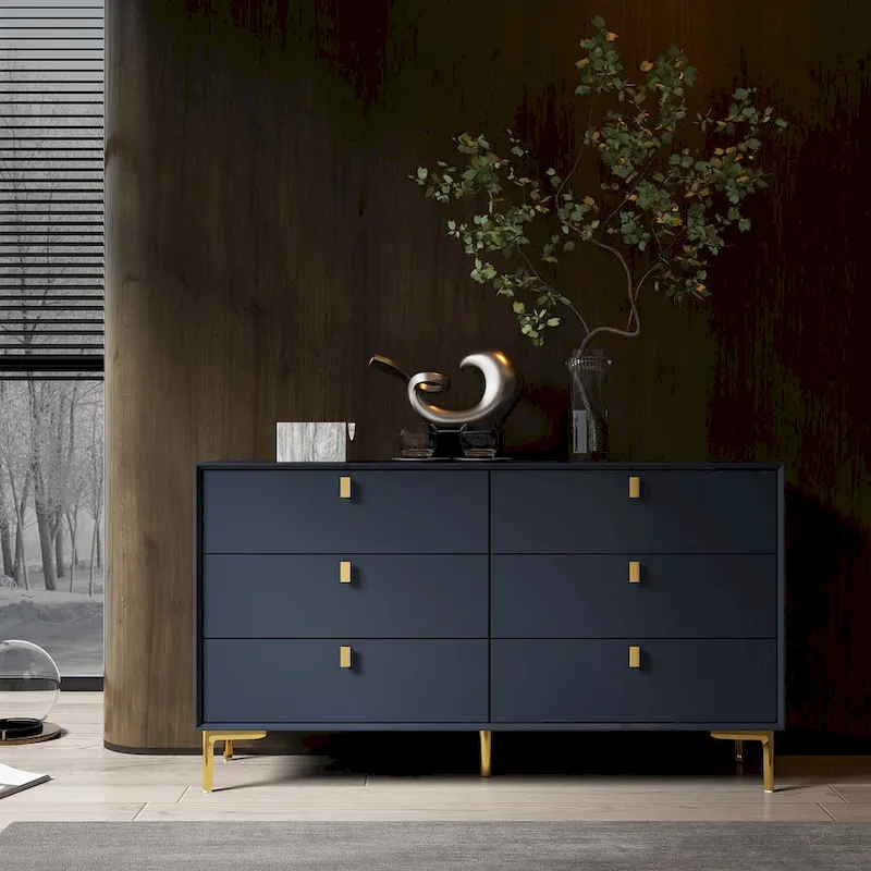 6 Drawers Storage Dresser Mid Century Chest of Drawer Sideboard