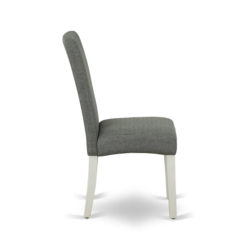 East West Furniture Modern Table Set- a Round Wooden Table and Gray Linen Fabric Dining Chairs, Linen White (Pieces Options)