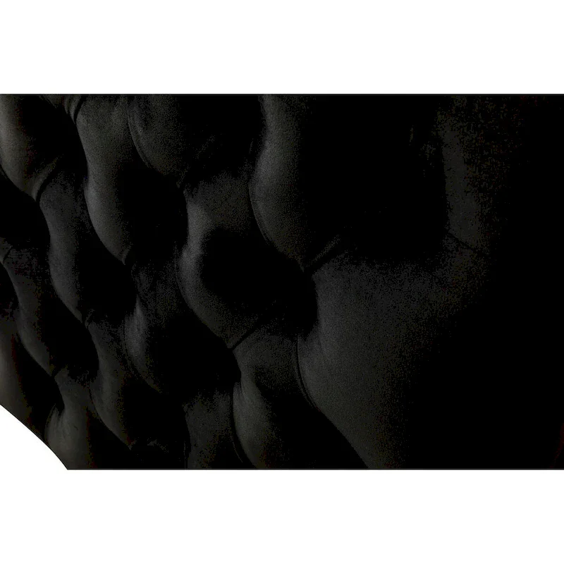 Joel 73 Inch Modern Sofa with 3 Pillows, Tufted Black Velvet, Silver Legs