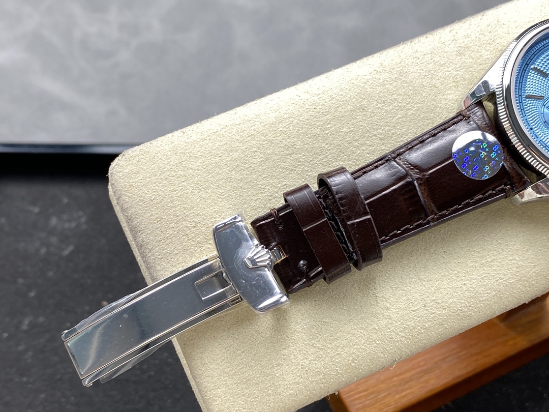 replica rolex folding clasp brown leather strap