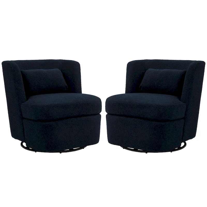 Swivel Accent chairs With Boucle Linen Fabric Set of 2
