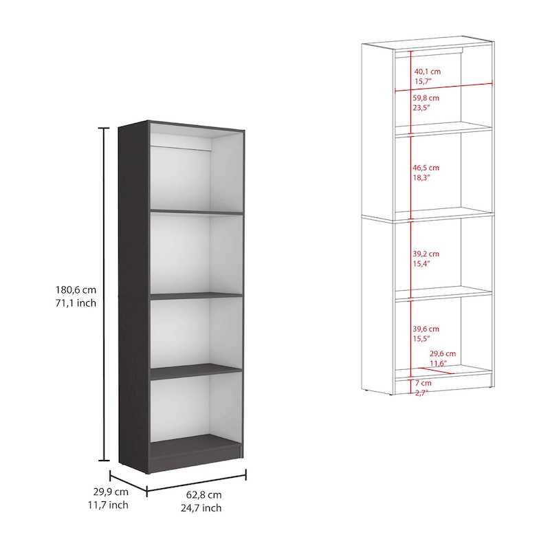 Kenyon Tall 5-Shelf Wide Bookcase Set of 2 - N/A