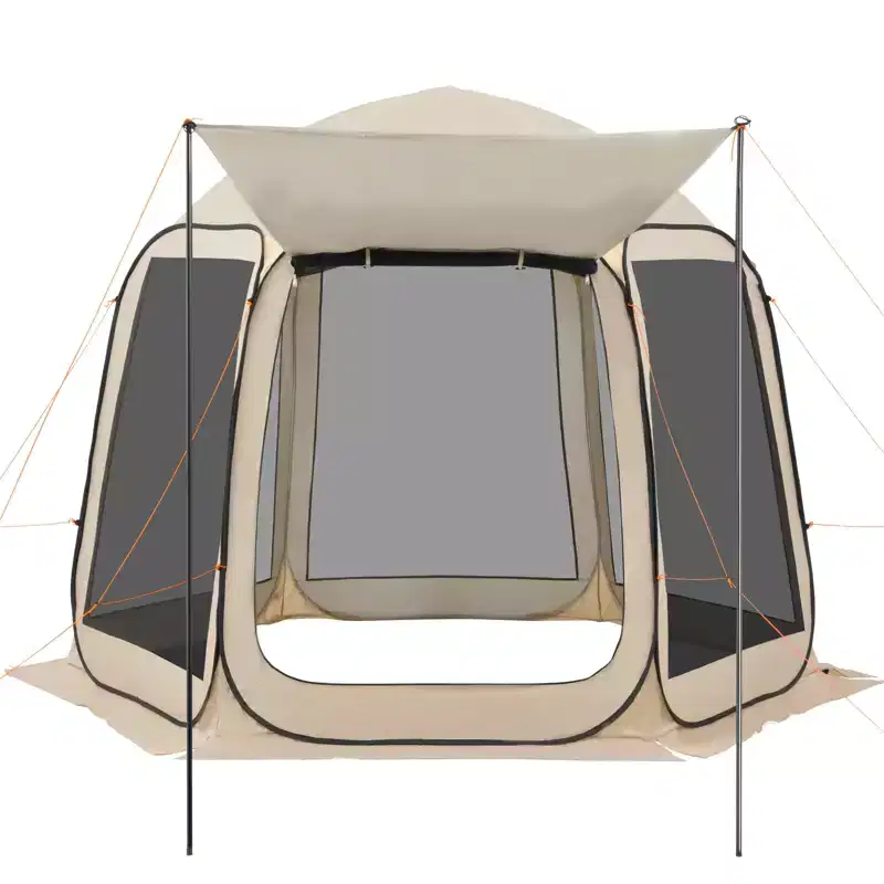 VEVOR Screen House Tent, 10 x 9.2 ft, 4-8 Person Pop Up Screen Tent with Extended Awning, Portable Screened in Canopy with Carry Bag, Beige