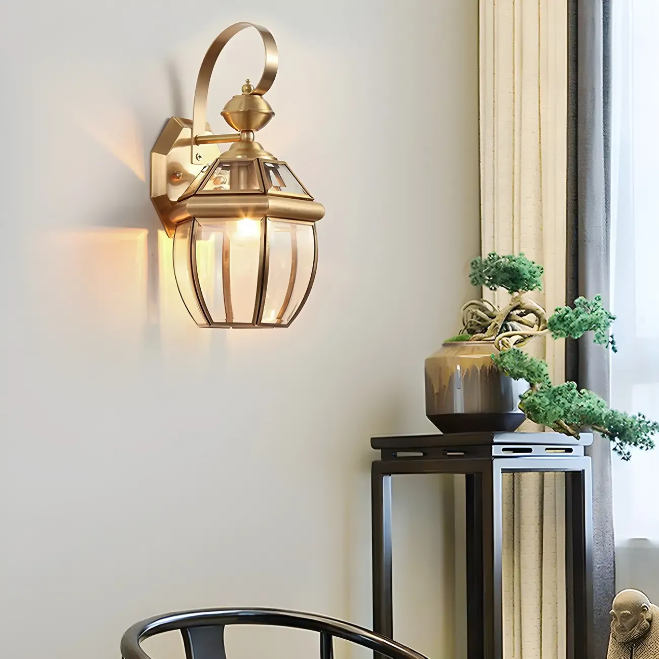 Transparent Gold Glass LED Wall Sconce with Metal Frame
