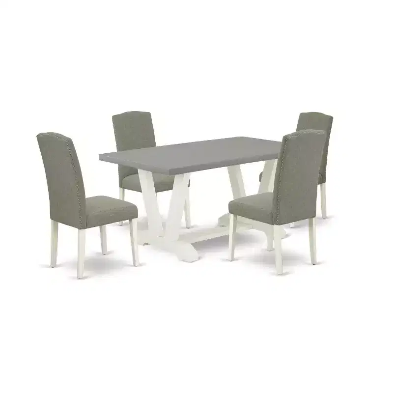 5-Piece Natural Oak Finish Solid Wood Top Dining table with 4-Chairs with