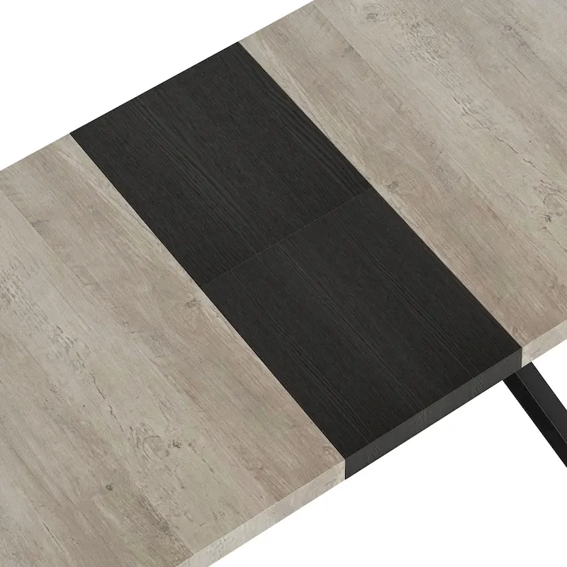 Retro Rectangular Stretch Dining Table with Cross Iron Base