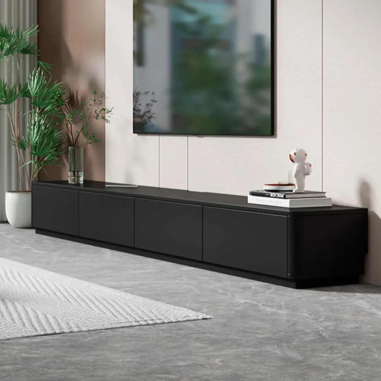 63 Black Rectangle Wood Cable Management TV Stand