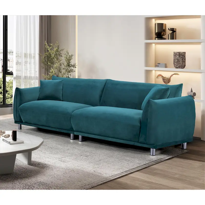 Velvet Sofa with Metal Legs
