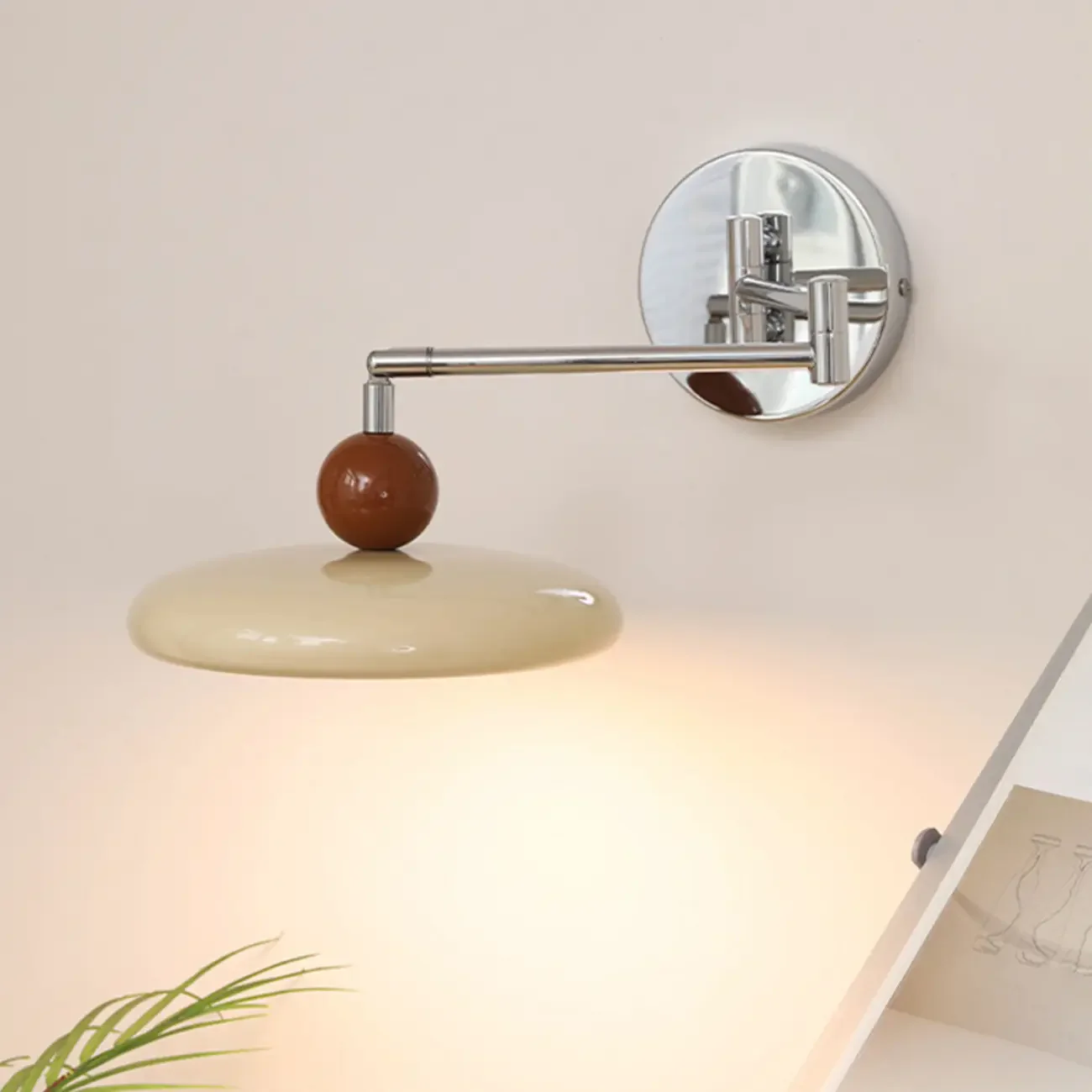 Elegant Cream Acrylic Swing Arm Wall Sconce Multi Dimming